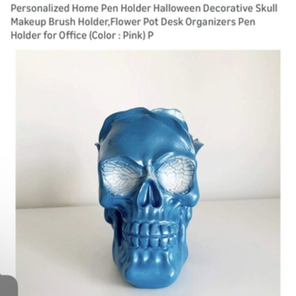 Skull Desk Organizer – Metallic Blue - Picture 1 of 3